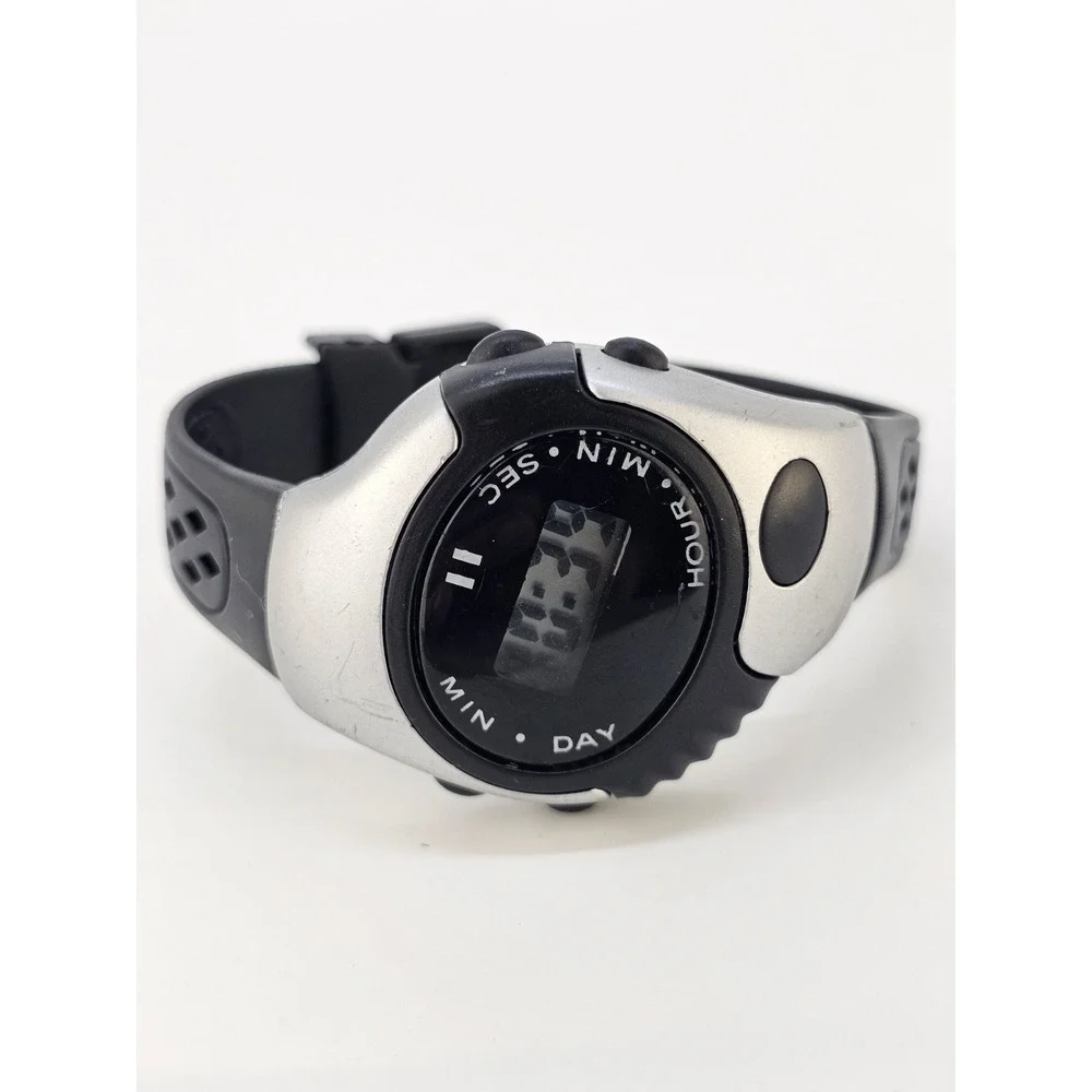 Men's Casual Watch 40MM Black Gray Case Black Plastic Bands New Battery